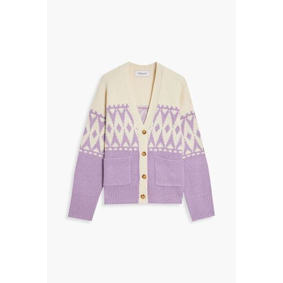 Derek Lam 10 Crosby Fair Isle Wool-Blend Cardigan Size Medium - Picture 3 of 13